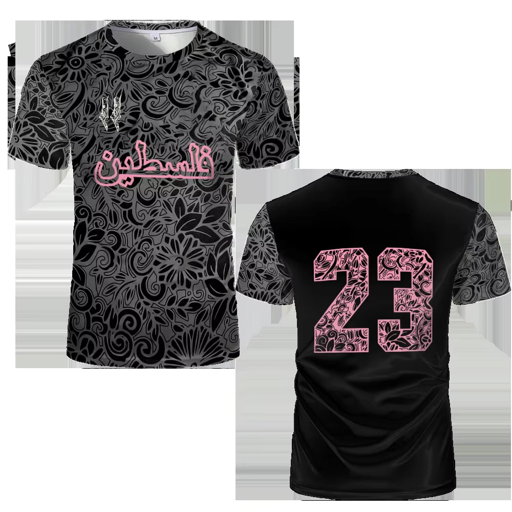 Palestine Football Jersey Men Women T Shirts Luxury Digital Print Soccer Uniform Summer Palestinian Flag Oversize Kids/Adult Top - palestinewear